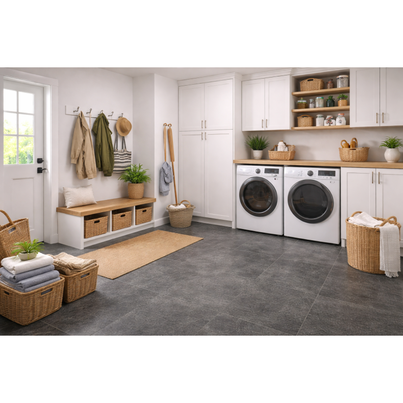 Akustikgulv antracit m/sort fuge 7,5 mm