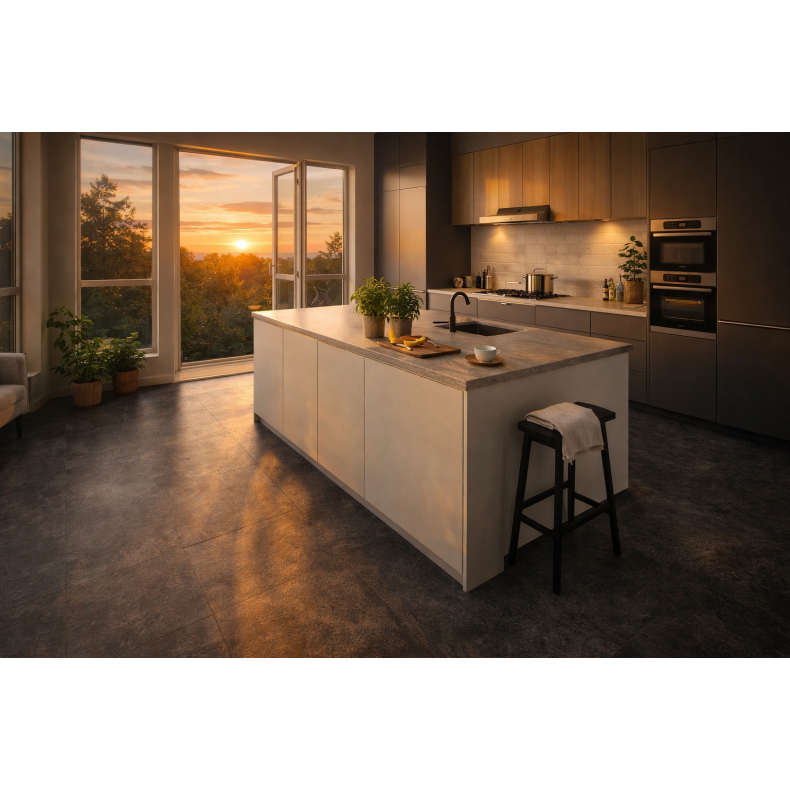 Akustikgulv antracit m/sort fuge 7,5 mm